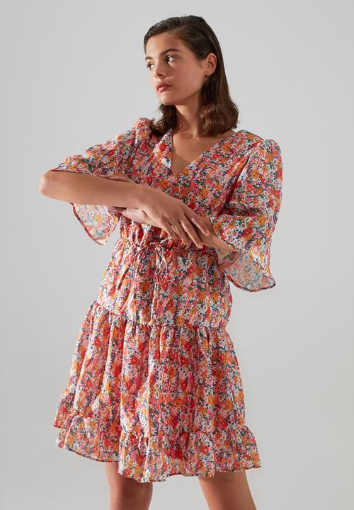 Trendyol - Patterned v-neck dress  - multi