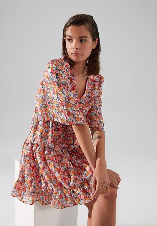 Trendyol - Patterned v-neck dress  - multi