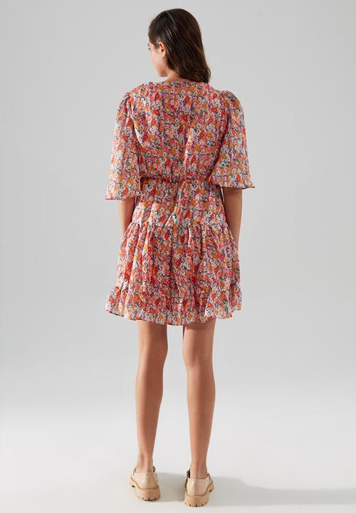 Trendyol - Patterned v-neck dress  - multi