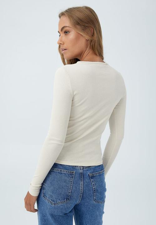 Cotton On - The one organic rib crew long sleeve top - stone