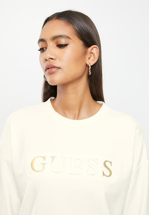 GUESS - Long sleeve embossed foil sweatshirt - cream white