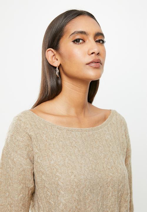 GUESS - Es long sleeve cable tanya sweater - impact grey