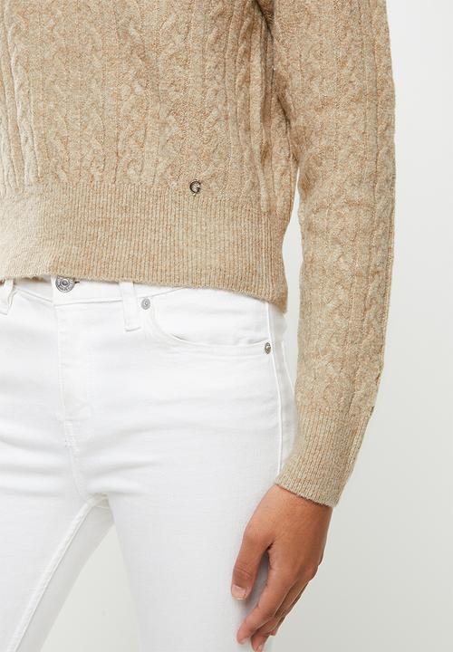 GUESS - Es long sleeve cable tanya sweater - impact grey