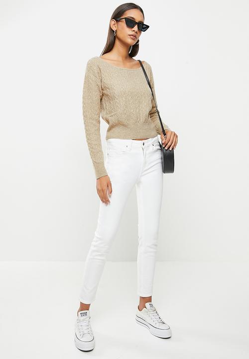 GUESS - Es long sleeve cable tanya sweater - impact grey