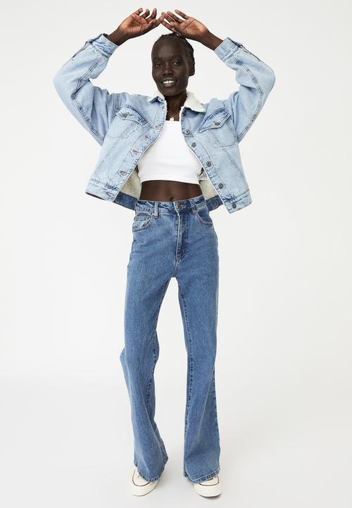Cotton On - The denim sherpa trucker jacket - swell blue