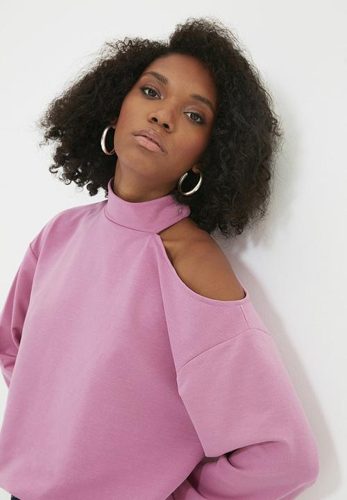 Trendyol - Shoulder detailed knitted sweatshirt  - lilac