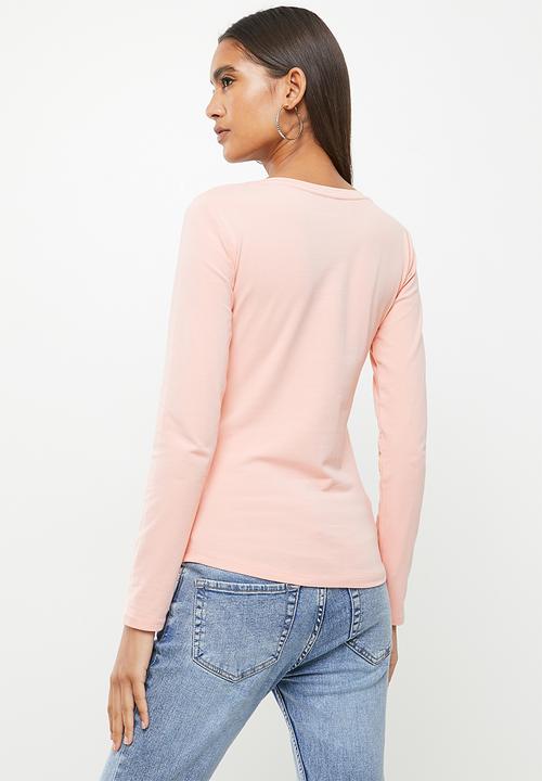 SISSY BOY - Long sleeve bling logo top - dusty pink