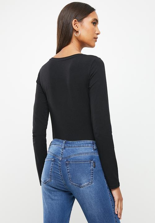 SISSY BOY - Long sleeve bling logo top - black