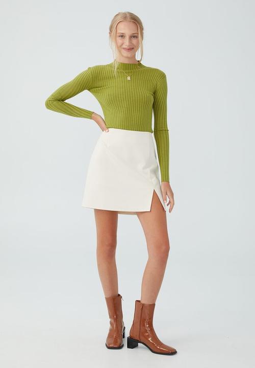 Cotton On - Ribbing mock neck pullover - utility green two tone