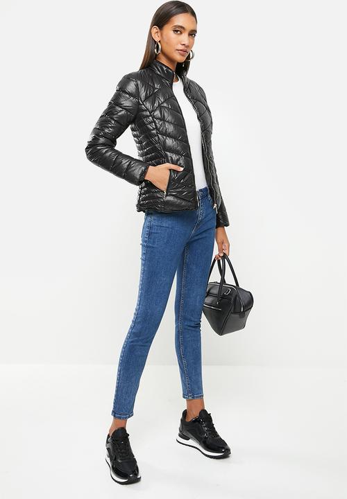 SISSY BOY - Basic quilted puffer jacket with gold hardware detailing - black