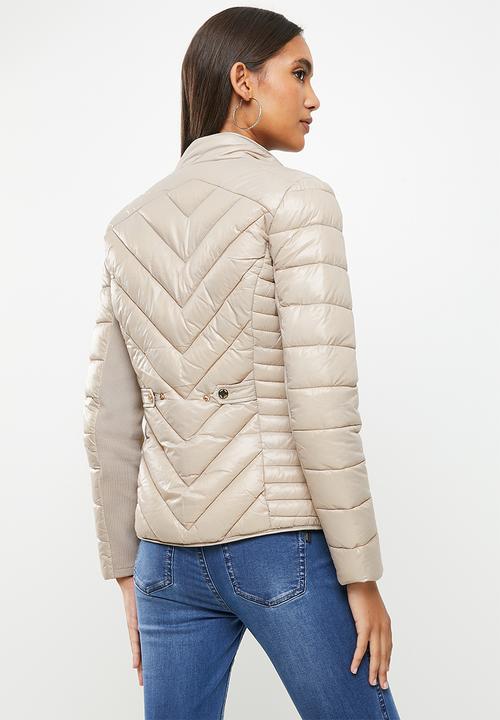 SISSY BOY - Basic quilted puffer jacket with gold hardware detaling - taupe