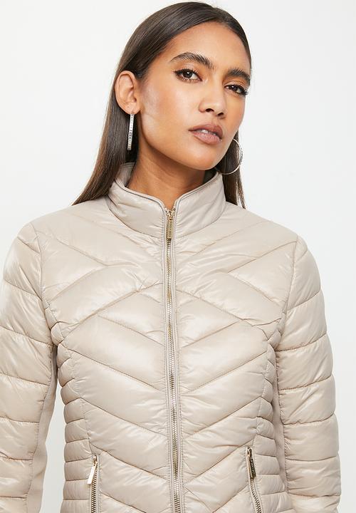 SISSY BOY - Basic quilted puffer jacket with gold hardware detaling - taupe