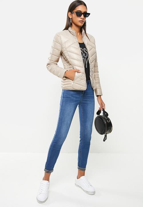 SISSY BOY - Basic quilted puffer jacket with gold hardware detaling - taupe