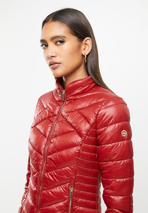 SISSY BOY - Basic quilted puffer jacket with gold hardware detaling - red