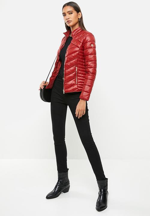 SISSY BOY - Basic quilted puffer jacket with gold hardware detaling - red