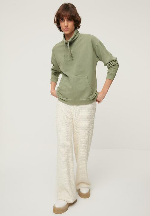 Trendyol - Wash stand up loose knitted sweatshirt  -  khaki