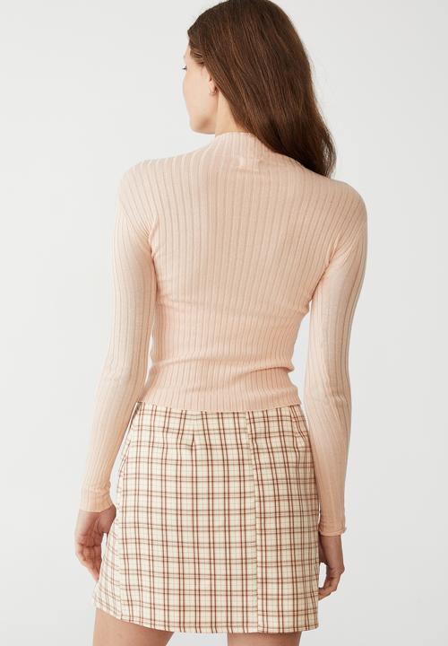 Cotton On - Ribbing mock neck pullover - pale pink