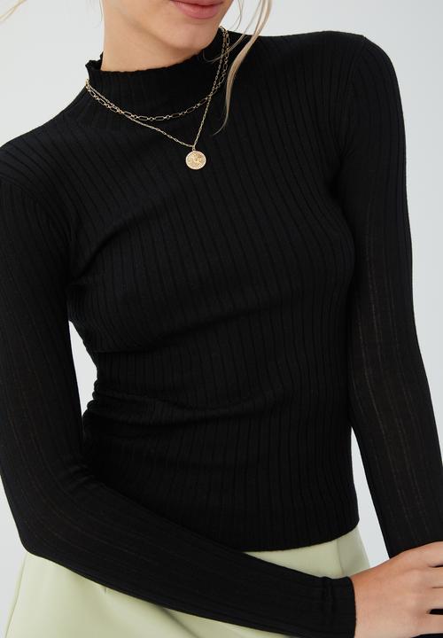 Cotton On - Ribbing mock neck pullover - black