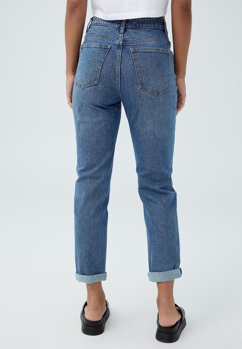 Cotton On - Stretch mom jean - reef blue rip