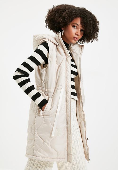 Trendyol - Hooded waist pleated inflatable vest - stone