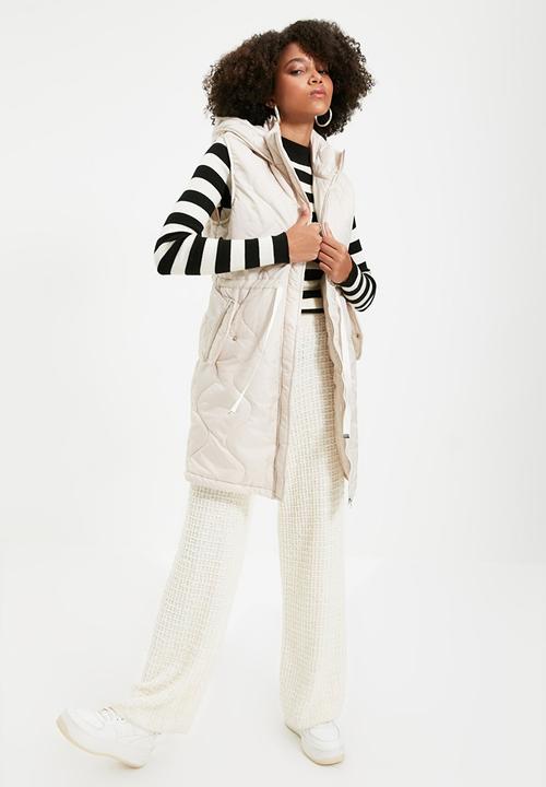 Trendyol - Hooded waist pleated inflatable vest - stone