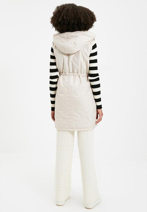 Trendyol - Hooded waist pleated inflatable vest - stone