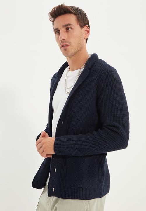 Trendyol - Textured button down cardigan - navy