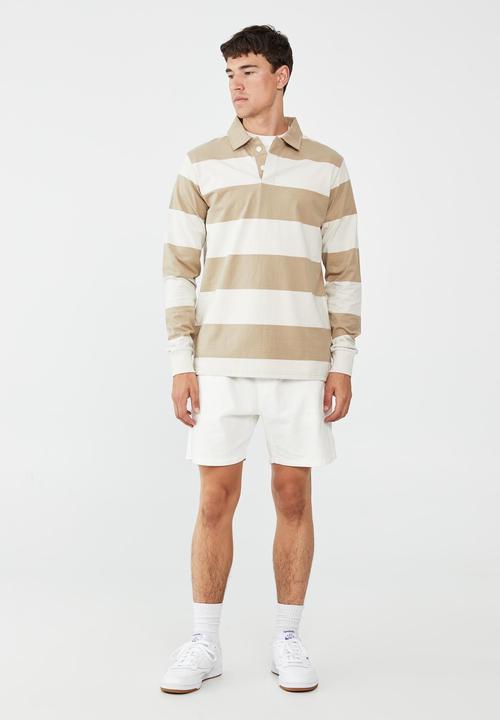 Cotton On - Rugby long sleeve polo-gravel stone bold stripe