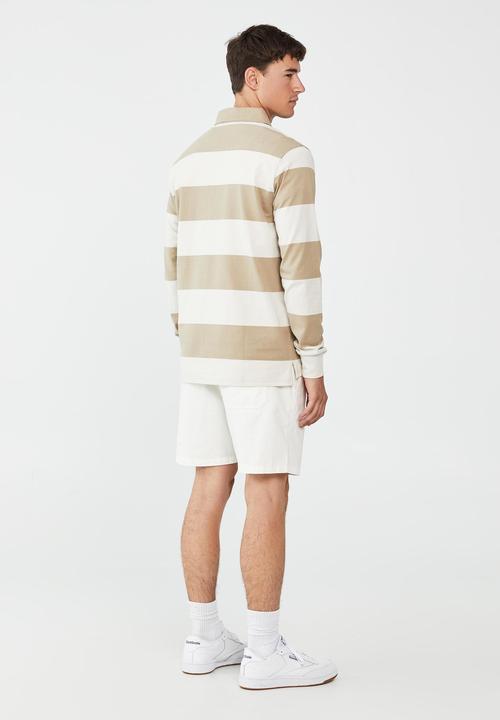 Cotton On - Rugby long sleeve polo-gravel stone bold stripe