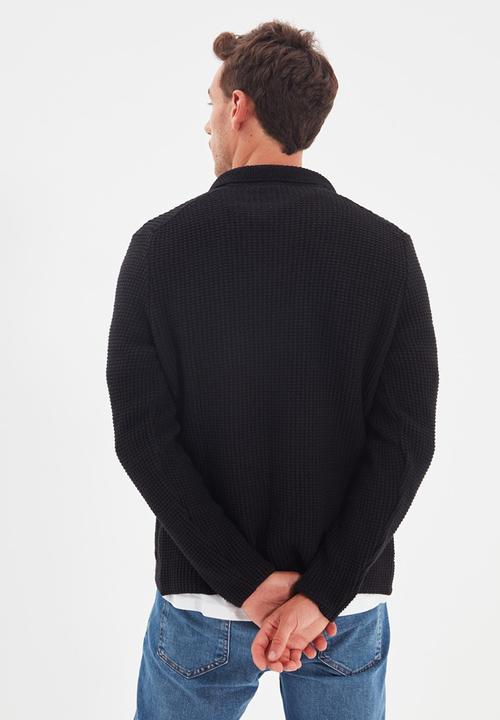 Trendyol - Textured button down cardigan - black