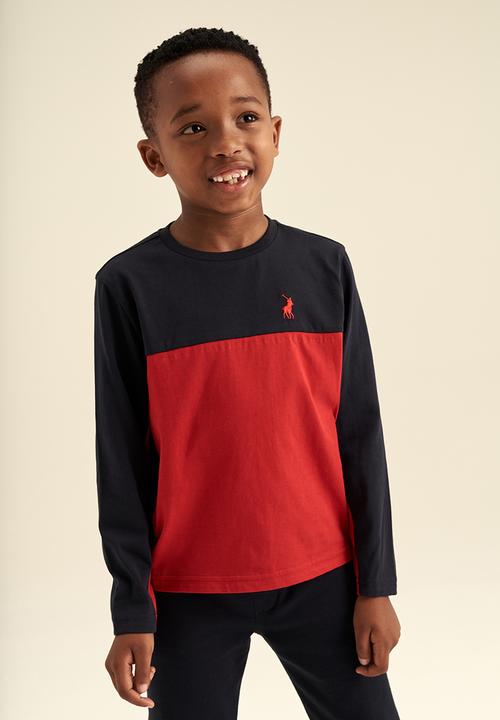 POLO - Boys colour blocked long sleeve tee - red