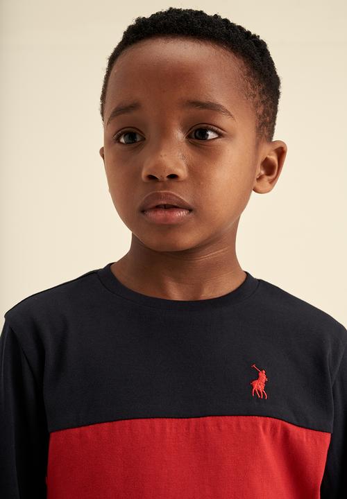 POLO - Boys colour blocked long sleeve tee - red