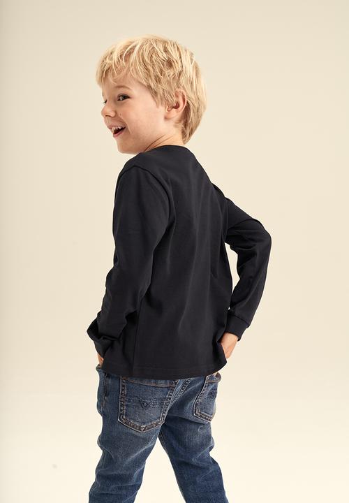 POLO - Boys crested long sleeve rib cuff tee - navy