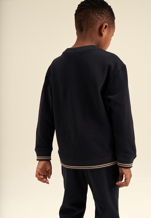POLO - Boys crested crew neck sweater - navy