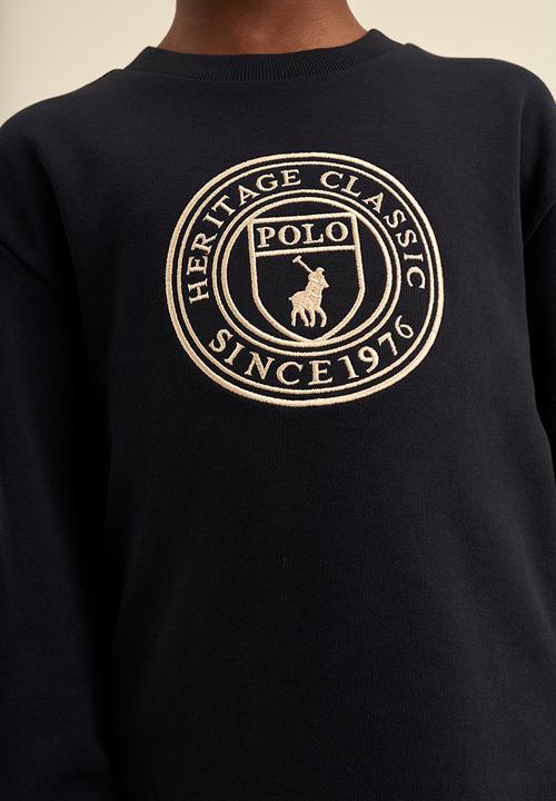 POLO - Boys crested crew neck sweater - navy
