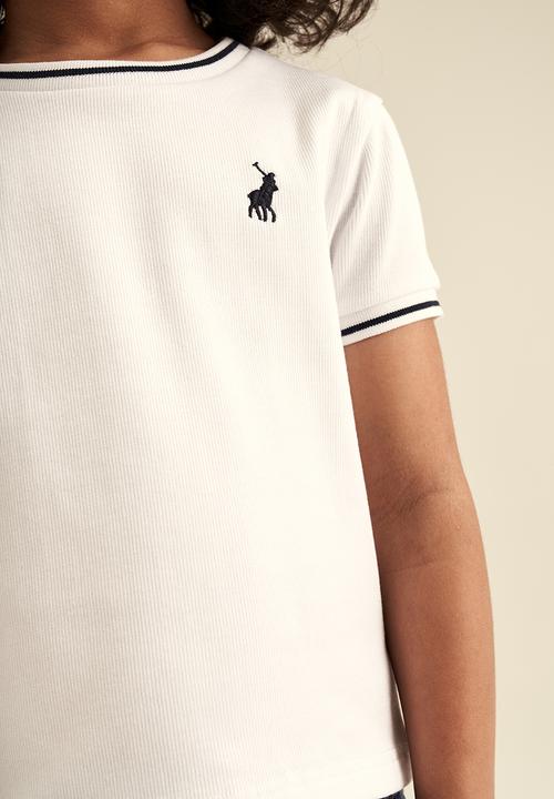 POLO - Girls short sleeve rib tee - white