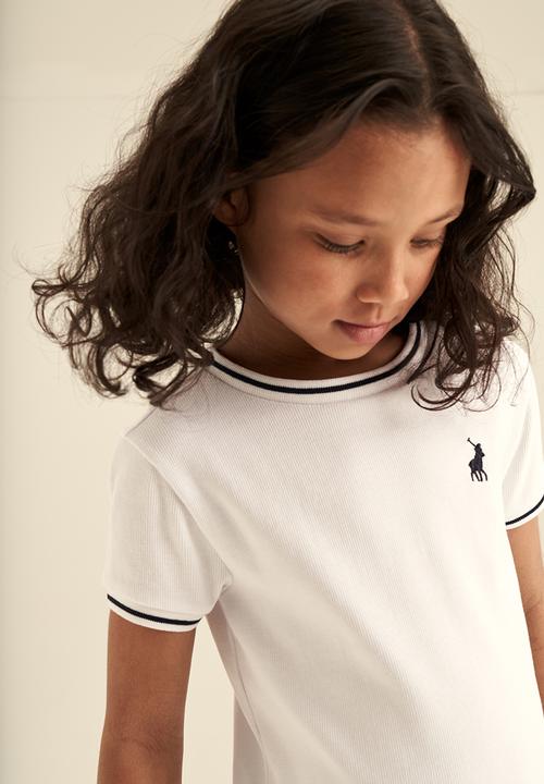 POLO - Girls short sleeve rib tee - white