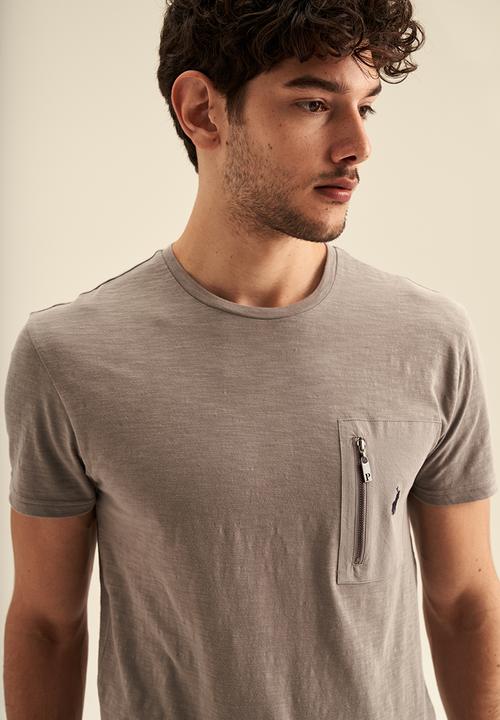 POLO - Men pjc zip pocket short sleeve tee - grey