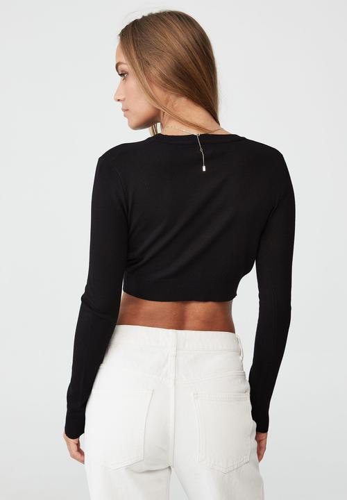 Cotton On - Foxy crop crew cardi - black