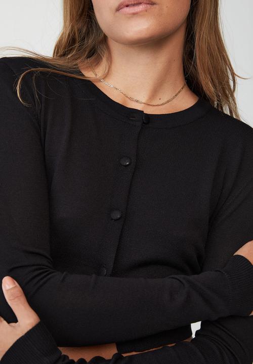Cotton On - Foxy crop crew cardi - black