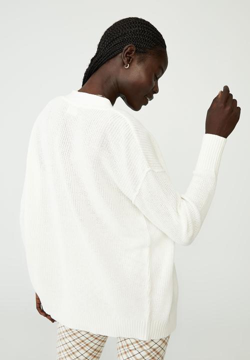 Cotton On - Everyday rib boyfriend cardi - snow white