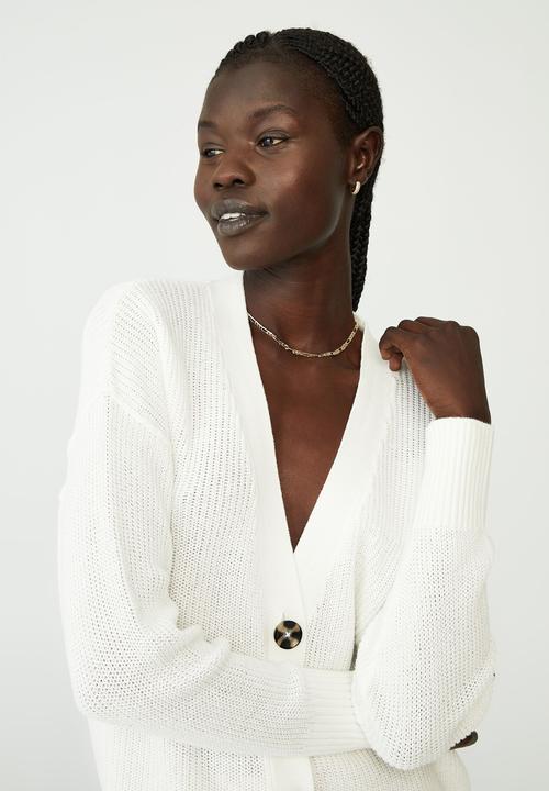Cotton On - Everyday rib boyfriend cardi - snow white