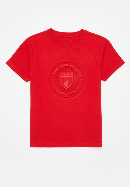 POLO - Girls embossed short sleeve tee - red