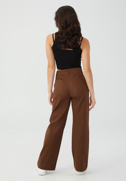 Cotton On - Petite carter wide leg pant - brown