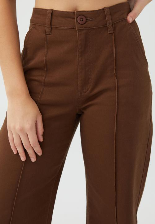 Cotton On - Petite carter wide leg pant - brown
