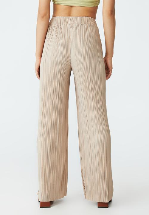 Cotton On - Petite plisse pant - linen taupe
