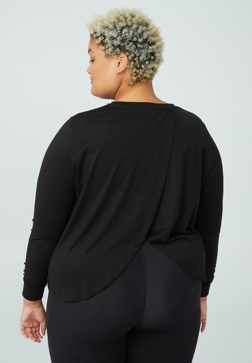 Cotton On - Curve active boyfriend long sleeve tee - black