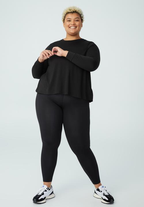 Cotton On - Curve active boyfriend long sleeve tee - black