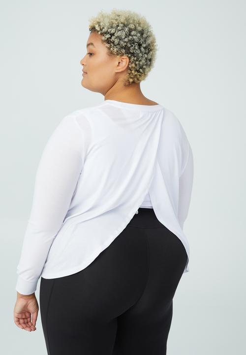 Cotton On - Curve active boyfriend long sleeve tee - white