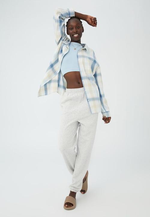 Cotton On - Boyfriend shirt - chilli check calm blue